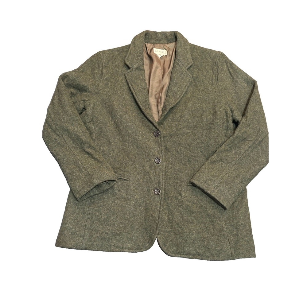 Vintage J.CREW 100% Wool Lined Cropped Blazer Sz 10P Preppy Dark Academia